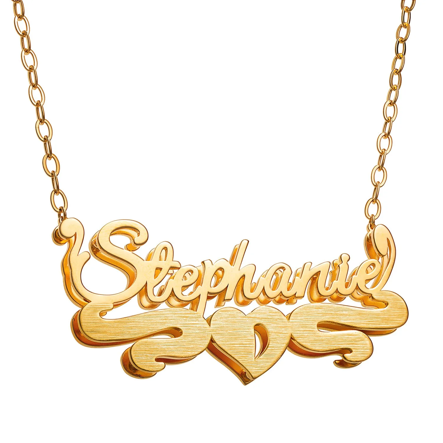 Personalized 14K Gold over Sterling Double Nameplate Necklace sold by Limoges Jewelry