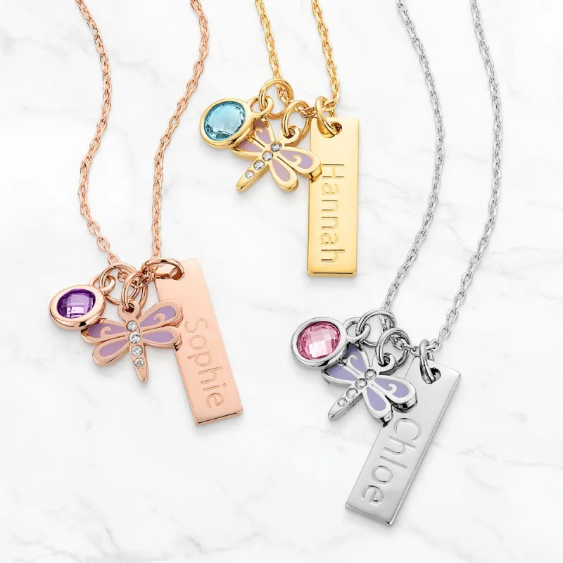 Mythical Dragonfly Personalized Charm Necklace sold by Limoges Jewelry