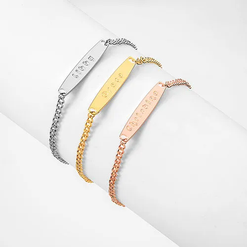 Silver Plated Engraved Bar Curb Chain Bracelet sold by Limoges Jewelry product image thumbnail 2