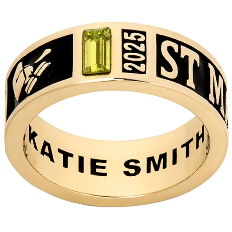 Ladies' 14K Gold Plated Decorated Band Class Ring sold by Limoges Jewelry