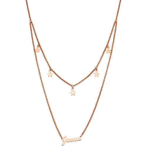 10K Rose Gold Layered Name Necklace with Star Charms sold by Limoges Jewelry