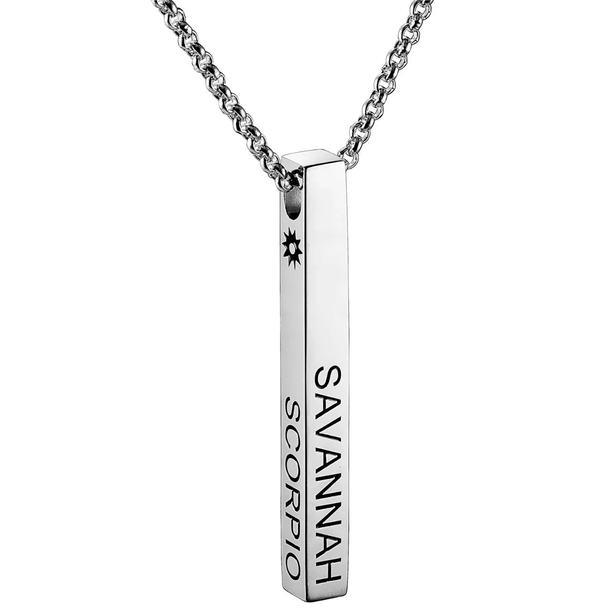 Silver Plated 3 Zodiac Sign 4 Sided Bar Nacklace sold by Limoges Jewelry