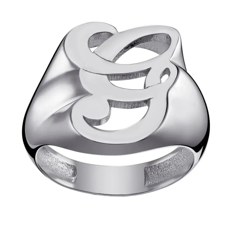 Ladies Sterling Silver Fancy Single Initial Ring sold by Limoges Jewelry