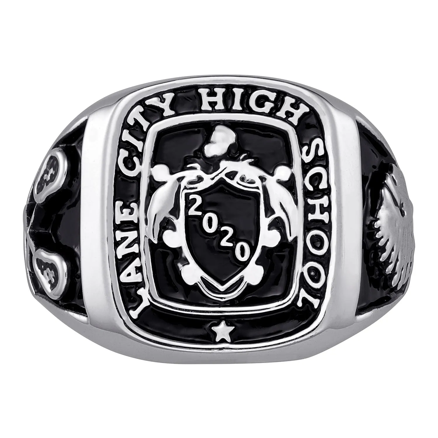 Men's Sterling Silver Crest Square Signet Class Ring sold by Limoges Jewelry product image thumbnail 2