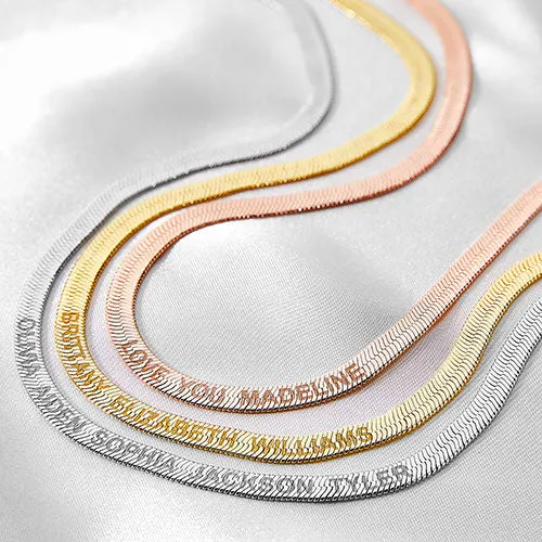 Engraved Herringbone Necklace 16+2" sold by Limoges Jewelry