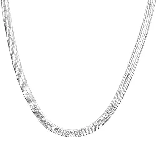 Engraved Herringbone Necklace 16+2" sold by Limoges Jewelry product image thumbnail 2