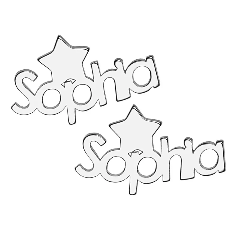 Silver Plated Name with Star Crawler Earrings sold by Limoges Jewelry