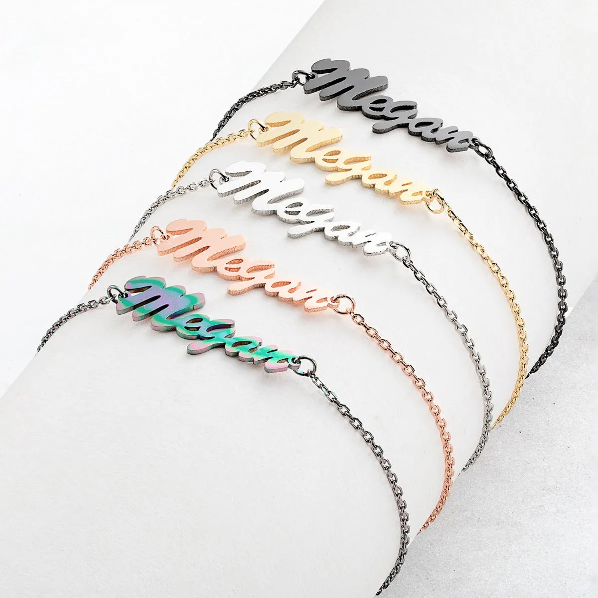 Stainless Steel Script Name Bracelet sold by Limoges Jewelry