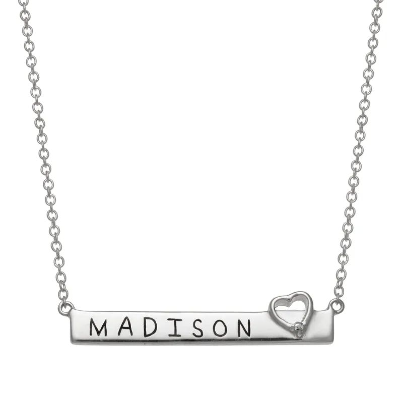Sterling Silver Personalized Diamond Accent Heart Necklace sold by Limoges Jewelry
