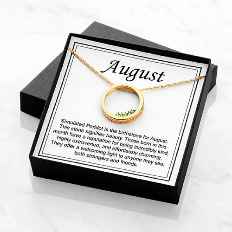 Circle Slider August Birthstone Necklace sold by Limoges Jewelry