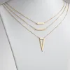 14K Gold over Sterling Double Name Layered Necklace w/ Triangle sold by Limoges Jewelry