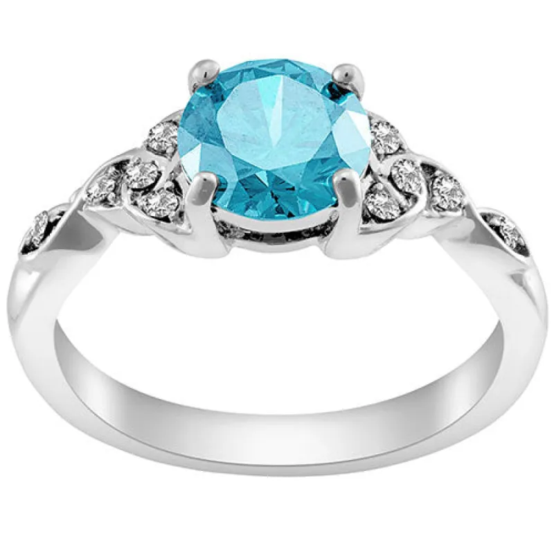 Silver Plated Simulated Blue Topaz and Clear Crystal Trinity Knot Ring sold by Limoges Jewelry