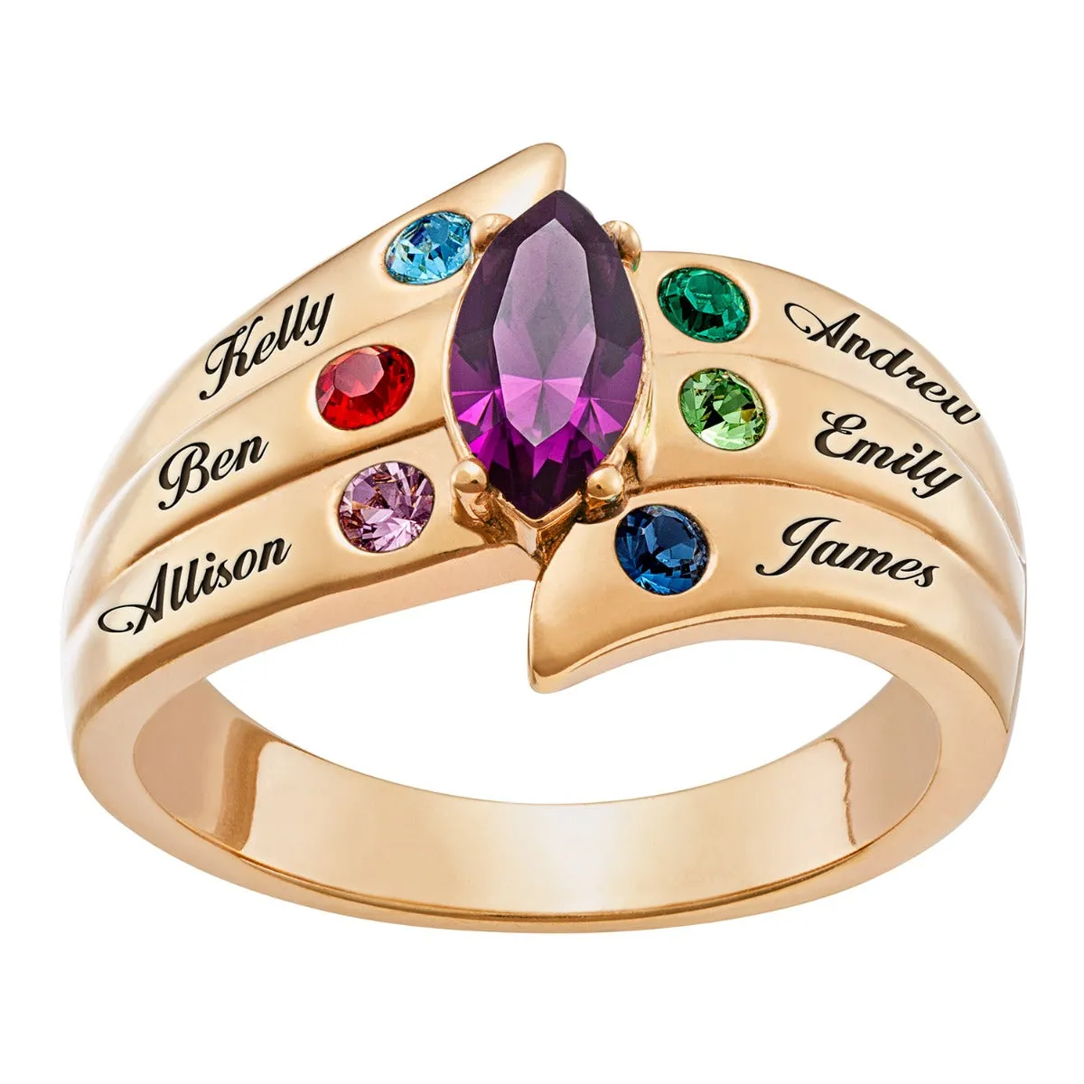 Mother's Marquise Birthstone Family Name Ring sold by Limoges Jewelry