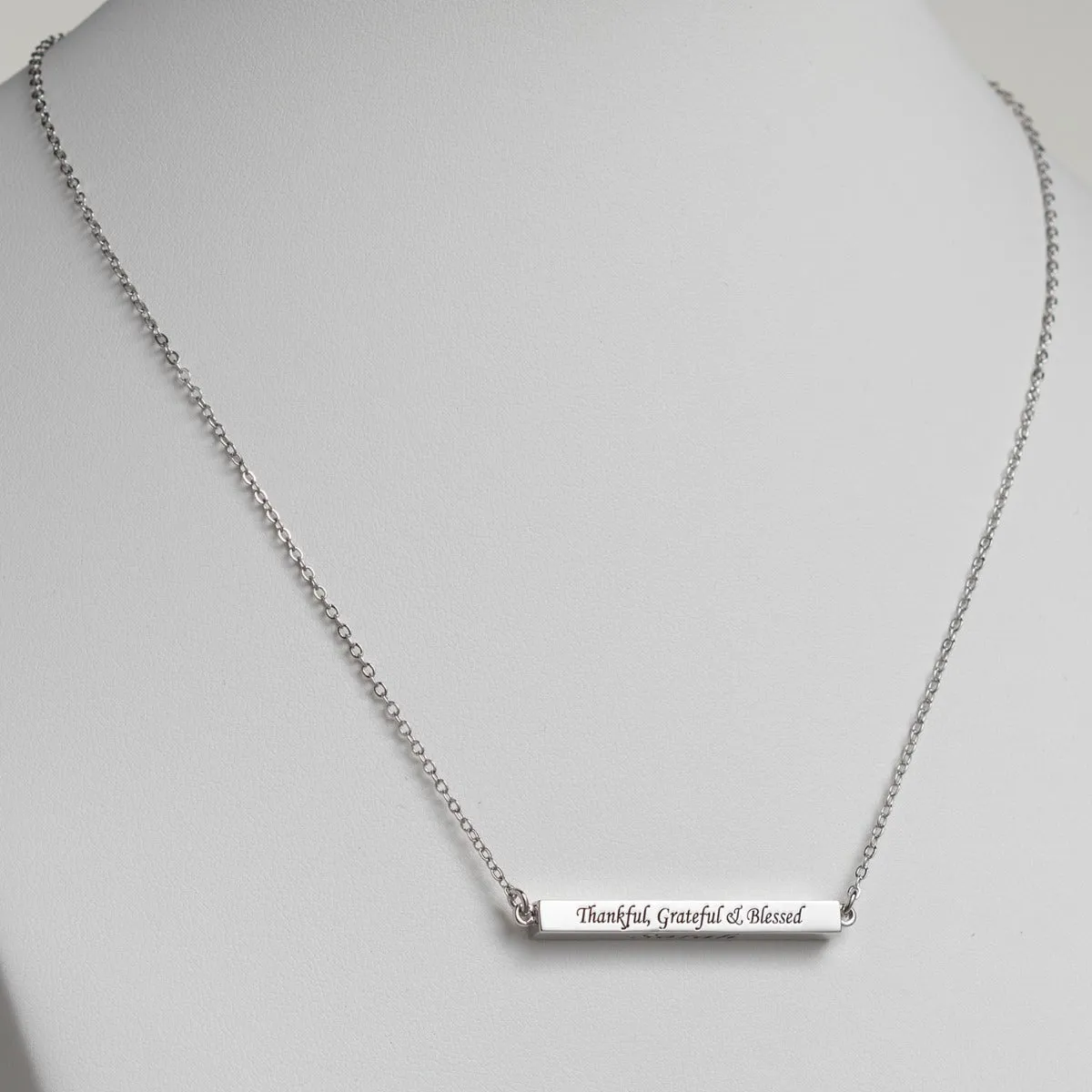 Horizontal 4-sided Bar 'Thankful' Engraved Name Necklace sold by Limoges Jewelry product image thumbnail 4