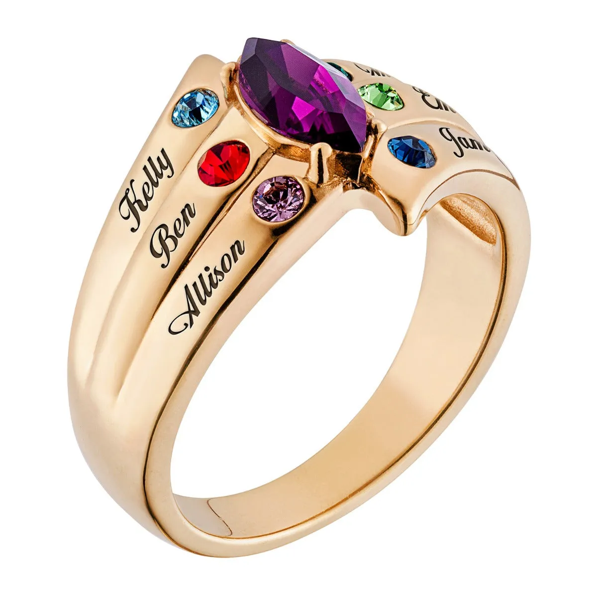 Mother's Marquise Birthstone Family Name Ring sold by Limoges Jewelry product image thumbnail 2