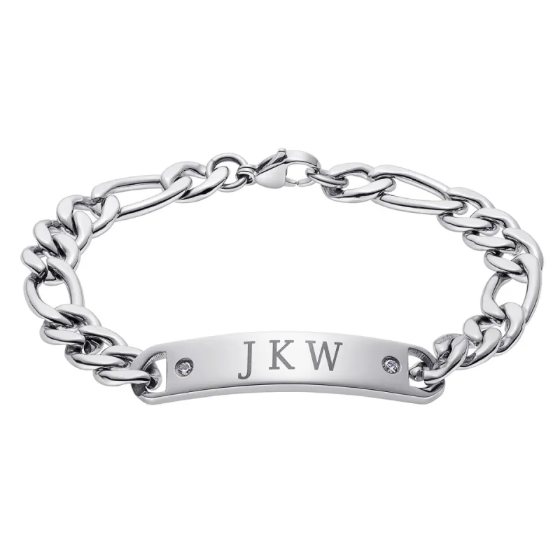 Men's Stainless Steel Deja Vu ID Bracelet with CZ sold by Limoges Jewelry