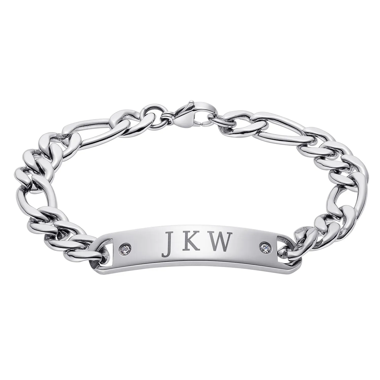 Men's Stainless Steel Deja Vu ID Bracelet with CZ sold by Limoges Jewelry