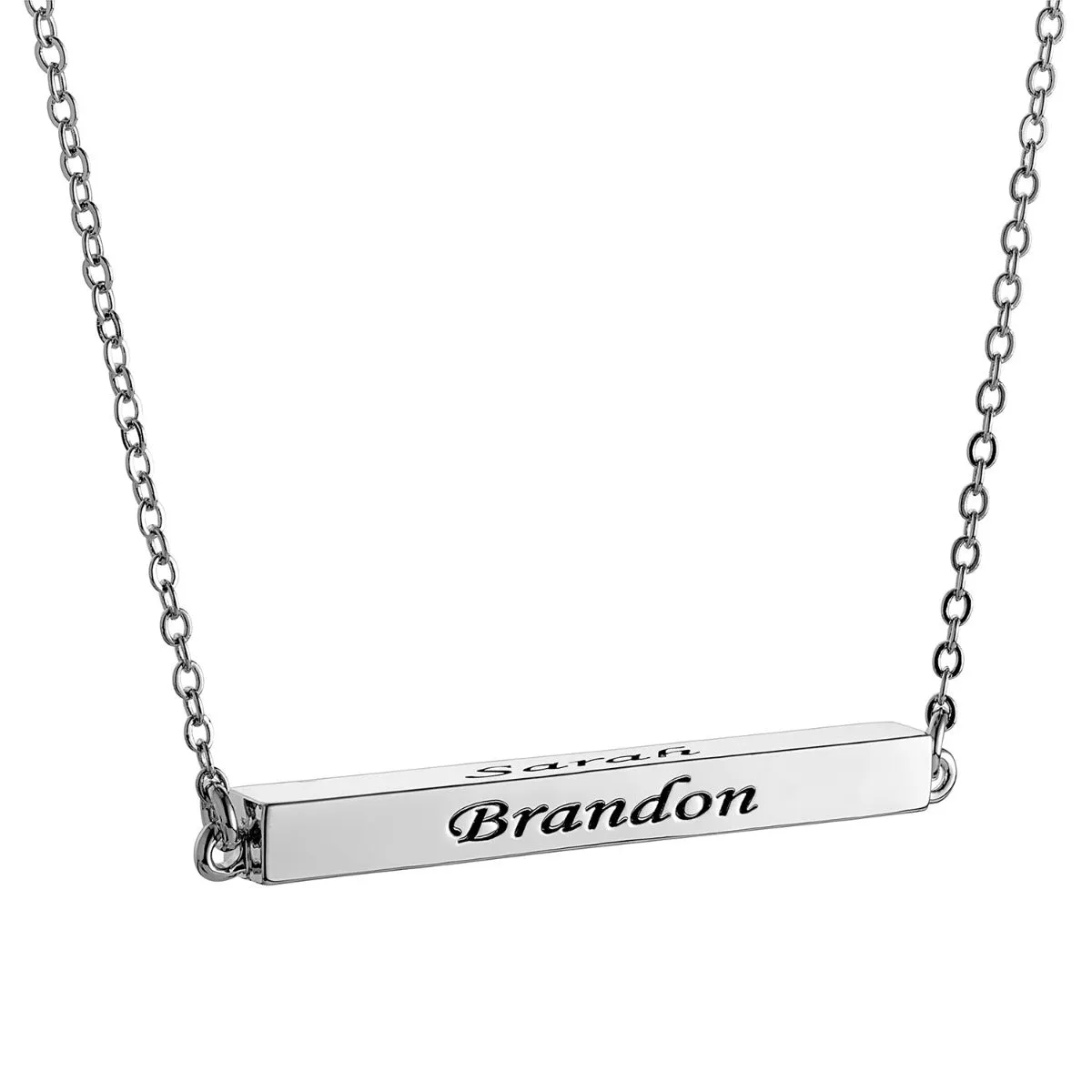 Horizontal 4-sided Bar 'Thankful' Engraved Name Necklace sold by Limoges Jewelry product image thumbnail 3