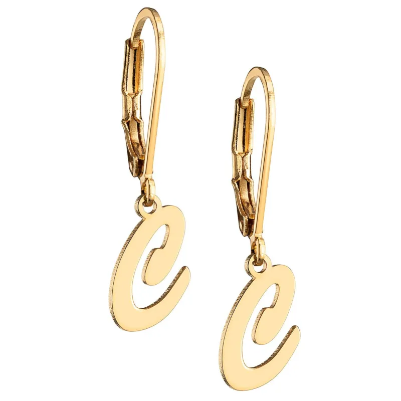 Dainty 14K Gold Plated Initial Earrings sold by Limoges Jewelry