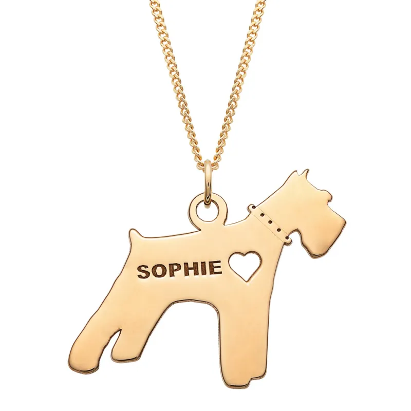 14K Gold over Sterling Engravable Schnauzer Dog Necklace sold by Limoges Jewelry