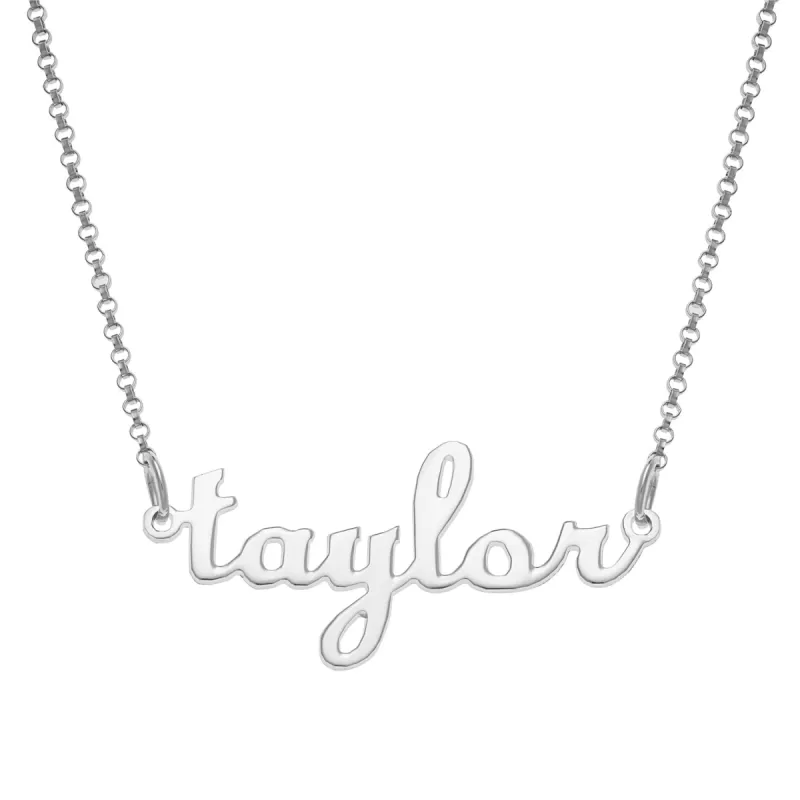 Sterling Silver Script Lowercase Name Necklace sold by Limoges Jewelry