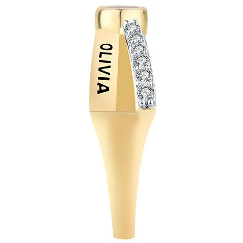 Women's 14K Gold over Sterling Crossover Oval Birthstone Fashion Class Ring sold by Limoges Jewelry product image thumbnail 4