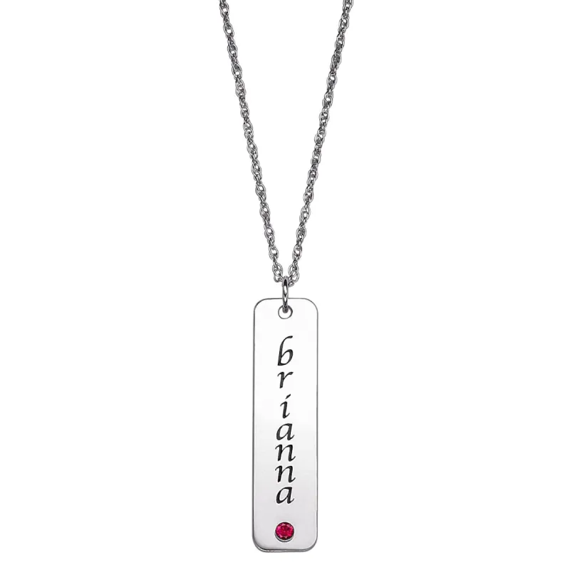 SET FOR LIFE Sterling Silver Bar Name Birthstone Necklace sold by Limoges Jewelry