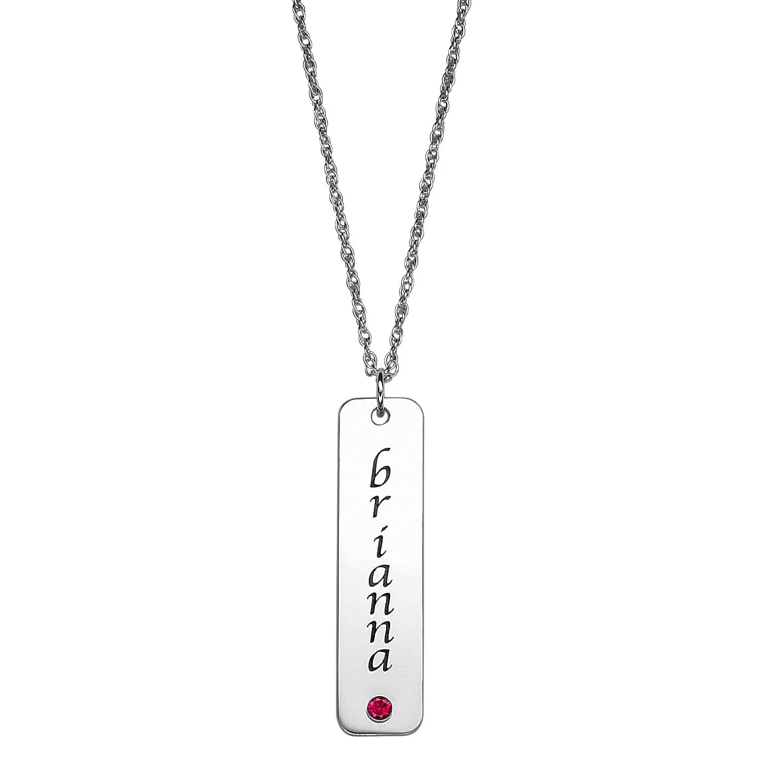 SET FOR LIFE Sterling Silver Bar Name Birthstone Necklace sold by Limoges Jewelry