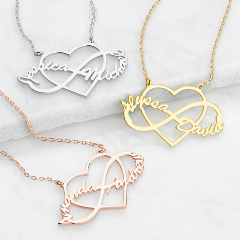 Sterling Silver Couples Infinity Heart Pendant sold by Limoges Jewelry