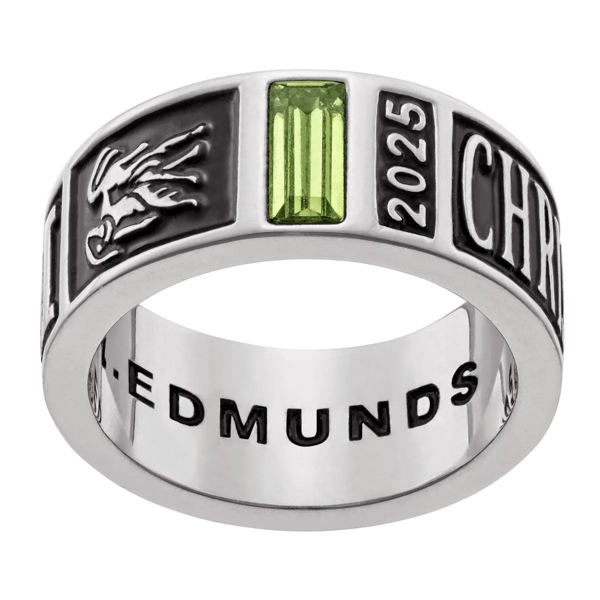 Men's Silver Plated Decorated Band Class Ring sold by Limoges Jewelry