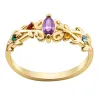 14K Gold over Sterling Family Flower Birthstone Bypass Ring sold by Limoges Jewelry