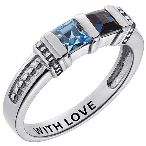 Personalized Square Birthstone Ring - 2 Stones sold by Limoges Jewelry product image thumbnail 3