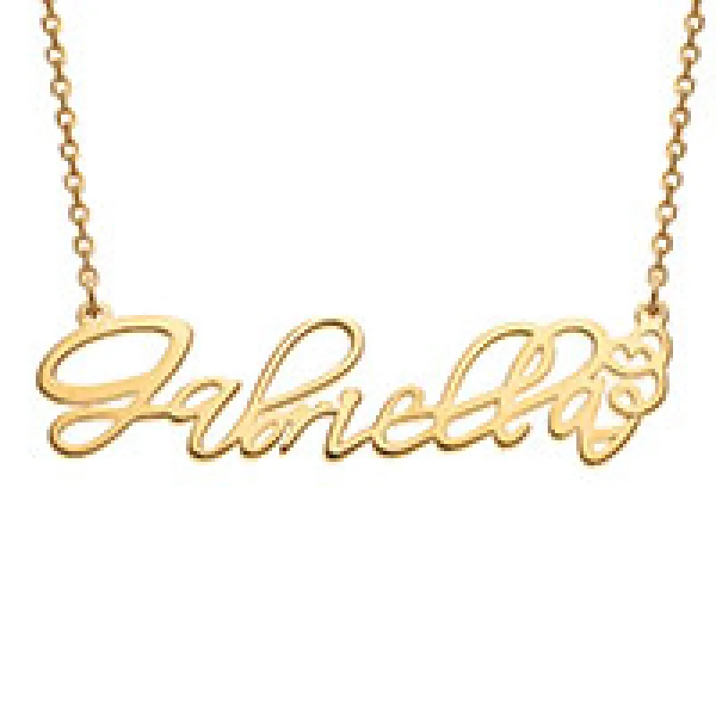 14K Gold over Sterling Fancy Script Name Necklace sold by Limoges Jewelry
