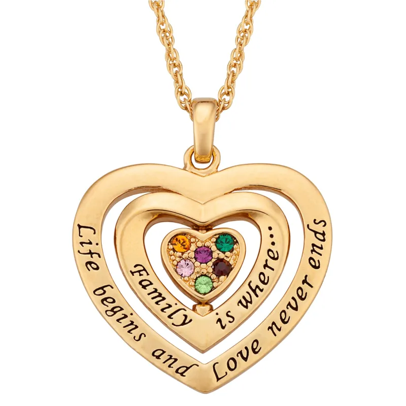 Birthstone Swivel Family Heart Pendant sold by Limoges Jewelry