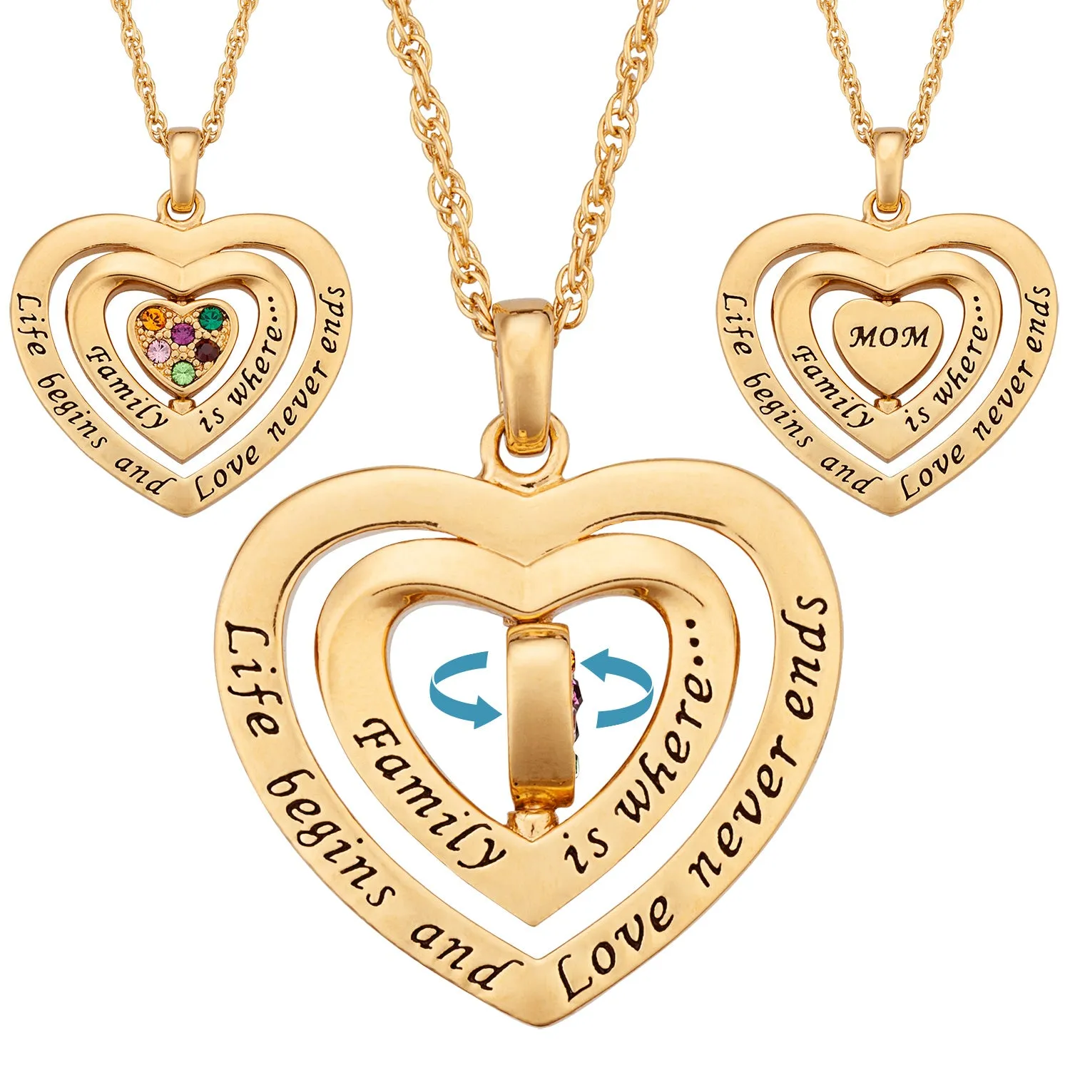 Birthstone Swivel Family Heart Pendant sold by Limoges Jewelry product image thumbnail 3