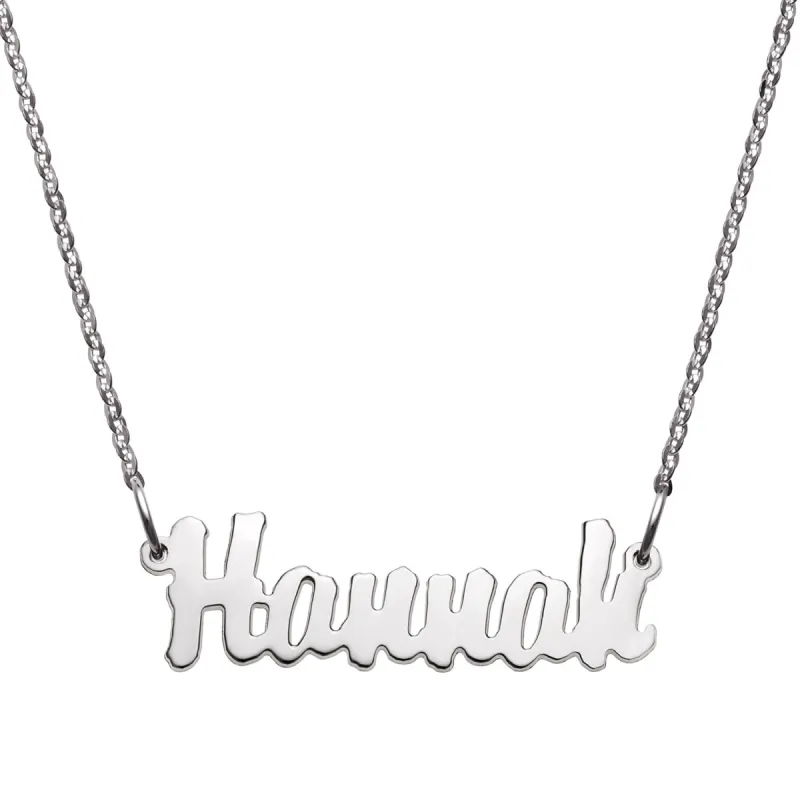 10K White Gold Mini Name Necklace sold by Limoges Jewelry