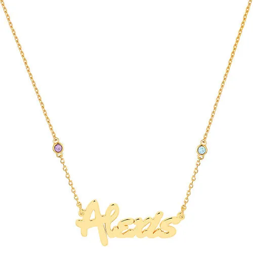 Sterling Silver Bold Script Name and Birthstone Necklace sold by Limoges Jewelry product image thumbnail 4