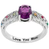 Silver Plated Filigree Oval Family Birthstone Ring sold by Limoges Jewelry