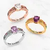 Silver Plated Filigree Oval Family Birthstone Ring sold by Limoges Jewelry