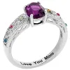 Silver Plated Filigree Oval Family Birthstone Ring sold by Limoges Jewelry