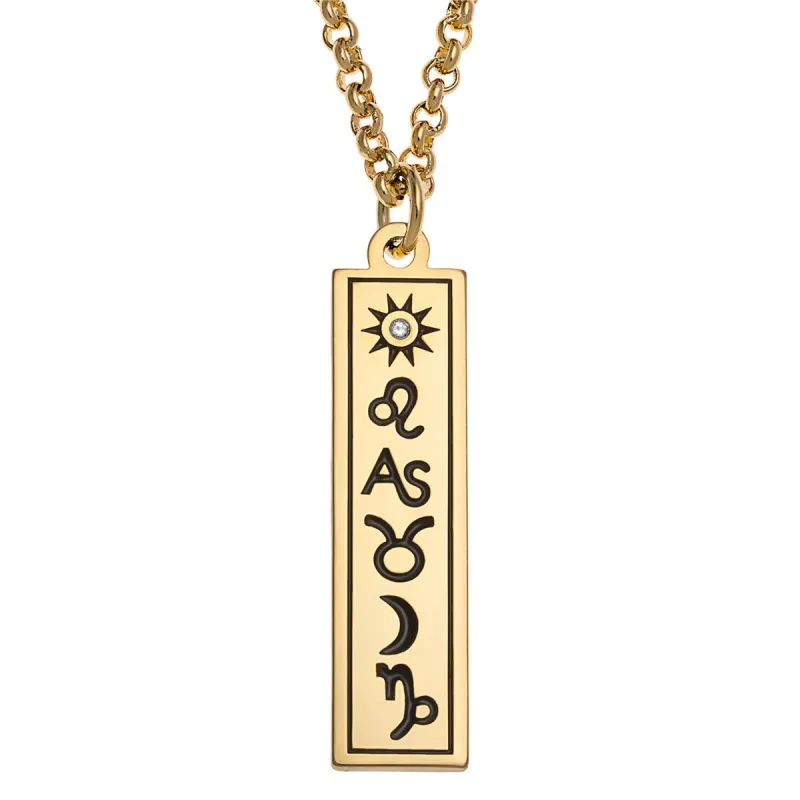 14K Gold Plated Personalized 3 Zodiac Signs Name Bar Necklace sold by Limoges Jewelry