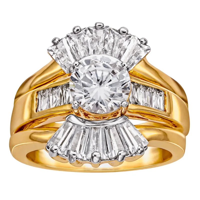 14K Gold Plated Celestial Ring Set made by Limoges Jewelry