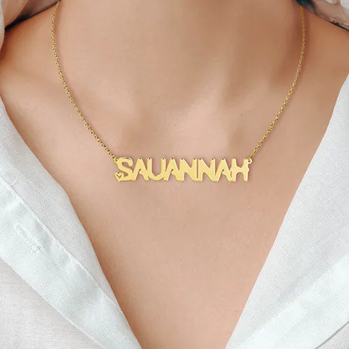 Sterling Silver Uppercase Name with Mini Heart Plaque Necklace sold by Limoges Jewelry product image thumbnail 4