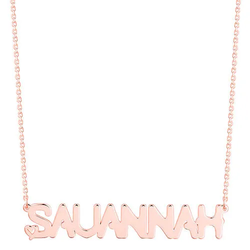 Sterling Silver Uppercase Name with Mini Heart Plaque Necklace sold by Limoges Jewelry product image thumbnail 5