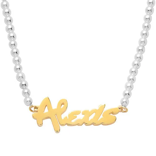 Bold Script Name Shell Pearl Necklace sold by Limoges Jewelry product image thumbnail 3