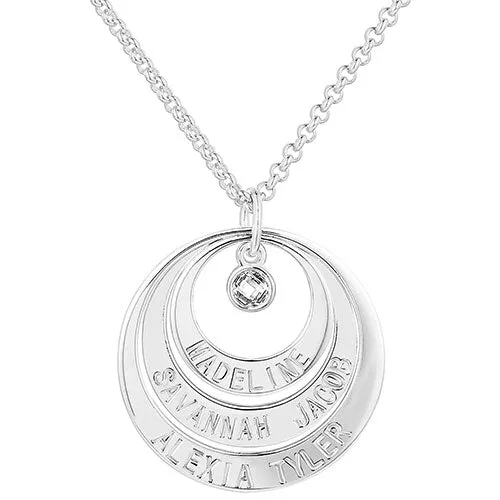 Engraved Nesting Circles with Birthstone Necklace sold by Limoges Jewelry product image thumbnail 2