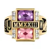 Men's 14K Gold Plated Double Birthstone & CZ Rectangle Class Ring sold by Limoges Jewelry