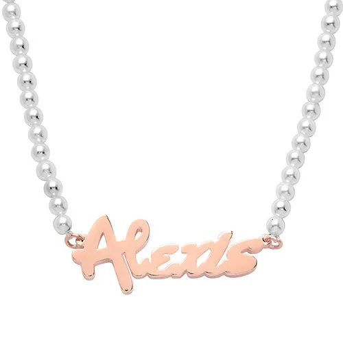 Bold Script Name Shell Pearl Necklace sold by Limoges Jewelry product image thumbnail 5