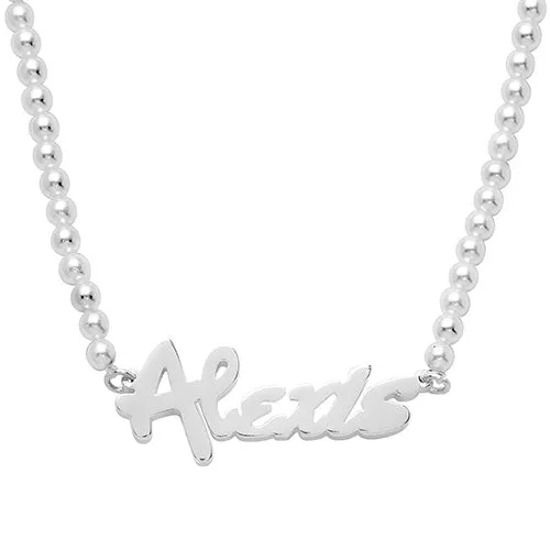 Bold Script Name Shell Pearl Necklace sold by Limoges Jewelry