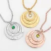 Engraved Nesting Circles with Birthstone Necklace sold by Limoges Jewelry